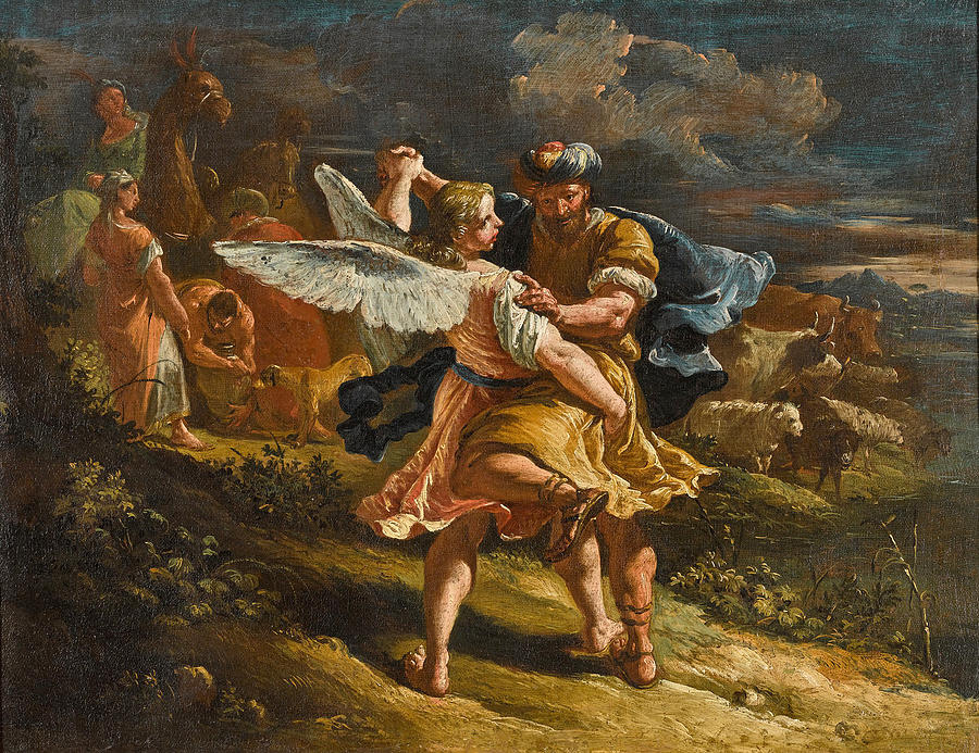Jacob Wrestling with the Angel Painting by Francesco Fontebasso
