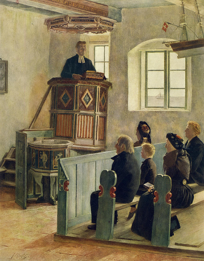 Christian Painting - Preaching to the congregation by Jacobs Alberts