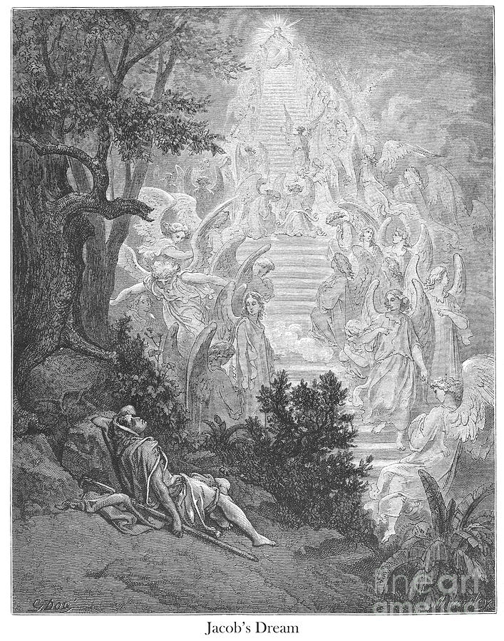 Jacobs Dream by Gustave Dore v1 Drawing by Historic illustrations