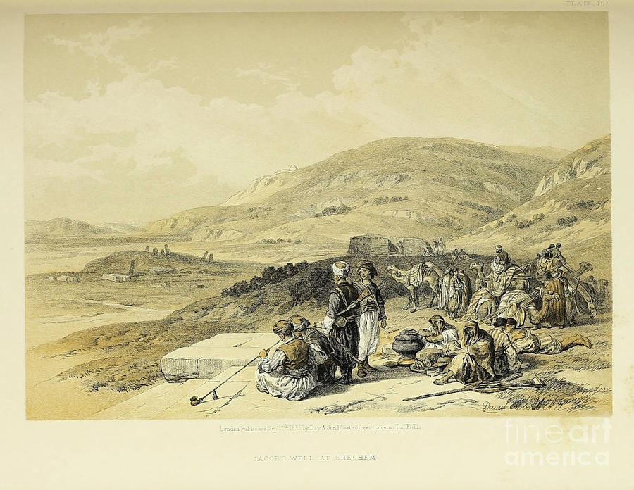 Jacobs Well at Shechem 1839 r1 Drawing by Historic illustrations