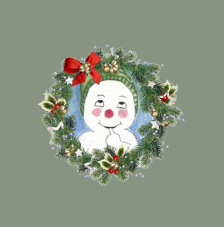 Jacques Frost Snowman Wreath Holiday Design Mixed Media by Ali Baucom