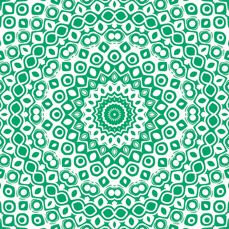 Jade on White Mandala Kaleidoscope Medallion Digital Art by Mercury McCutcheon