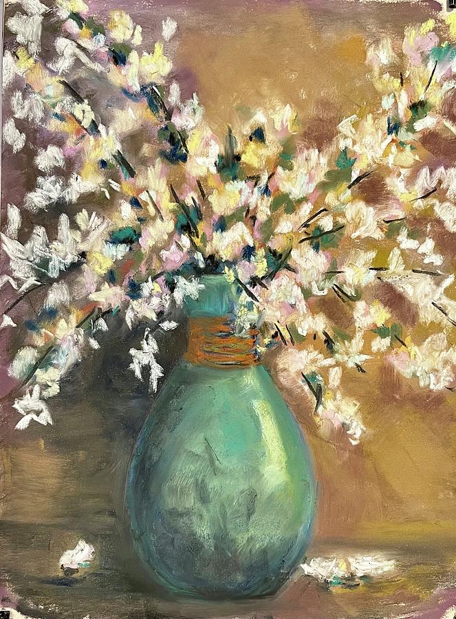Jade Vase on warm background  Painting by Paintings by Florence - Florence Ferrandino