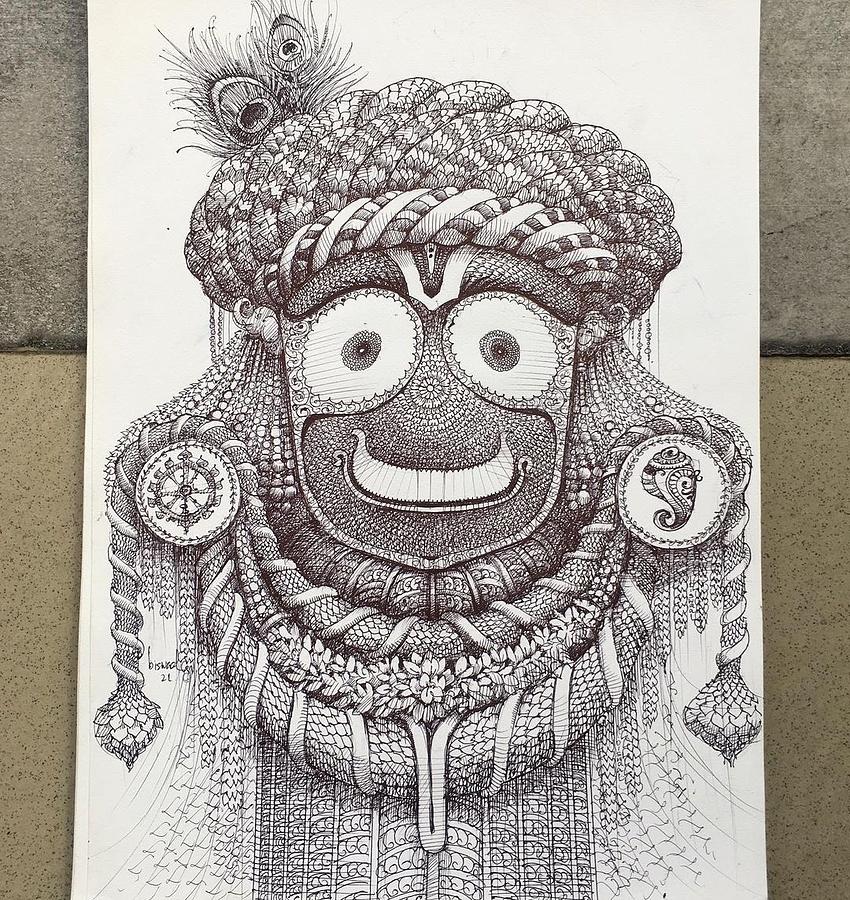 Pencil drawing of Lord Jagannath part two - YouTube