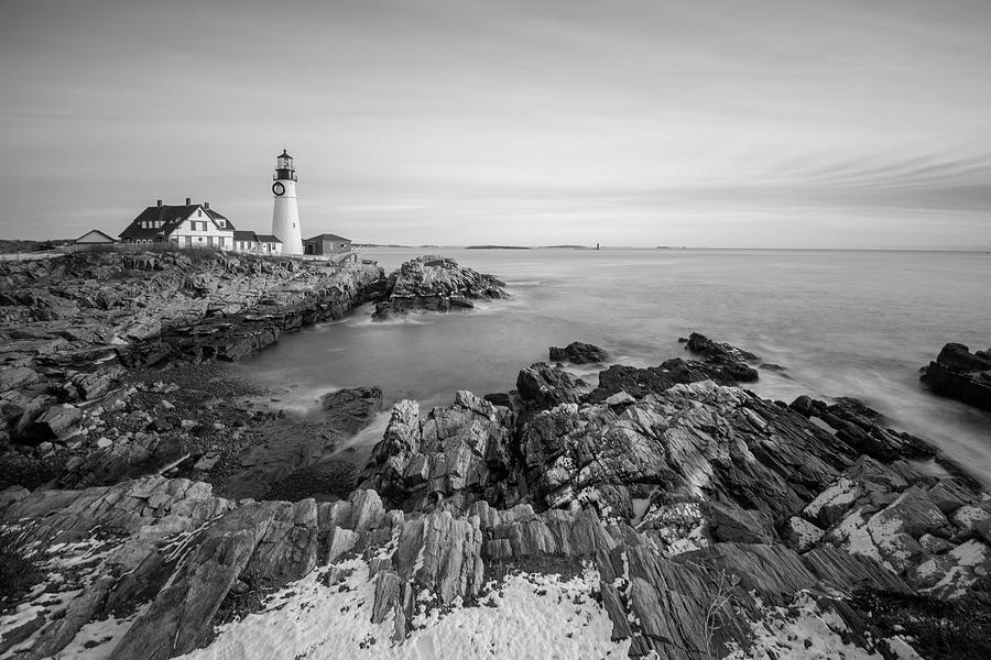 Jagged Coastline of Maine in Black and White Photograph by Bob Cuthbert ...