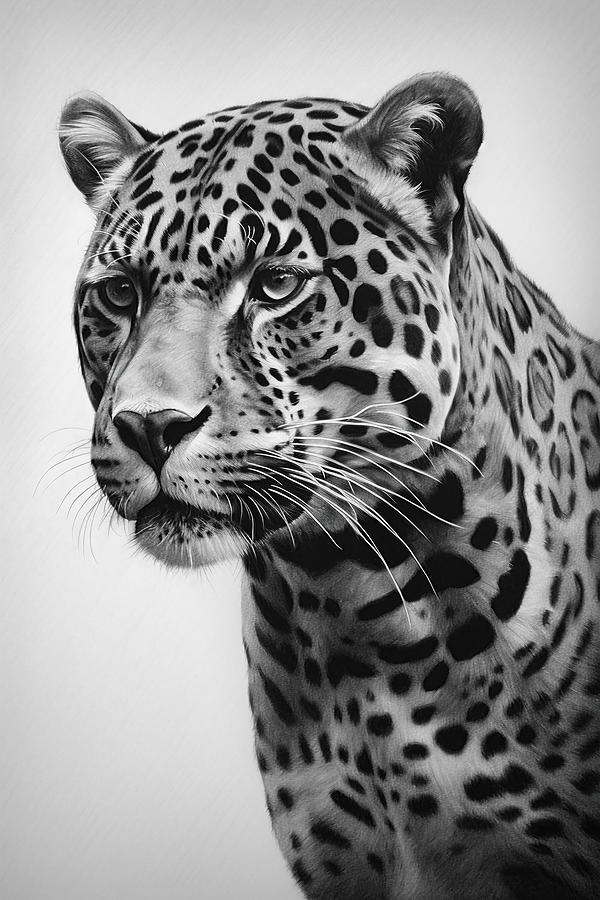 Wildlife Drawing - Jaguar charcoal drawing by David Mohn