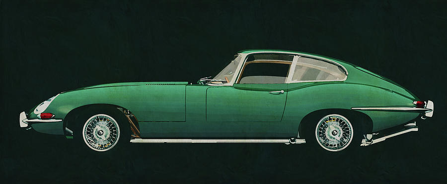 Jaguar E-Type 1960 side view Painting by Jan Keteleer
