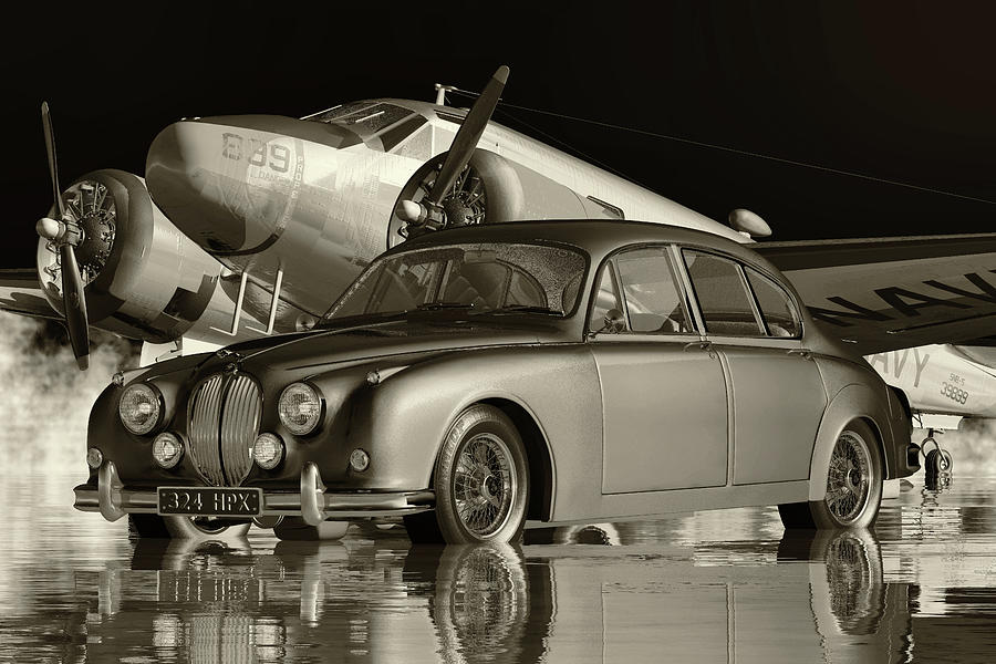 Jaguar MK 2 Family Car In The Sixties Digital Art by Jan Keteleer