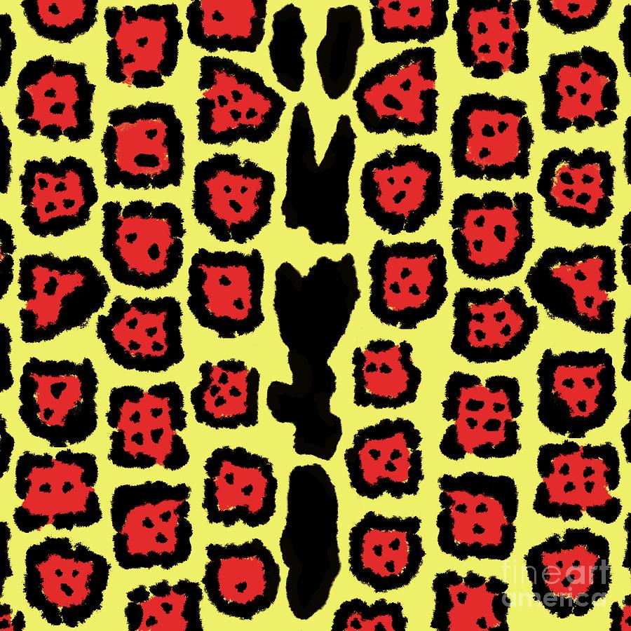 Jaguar Pattern in Blood Orange on Lemon Curd Digital Art by Colleen Cornelius