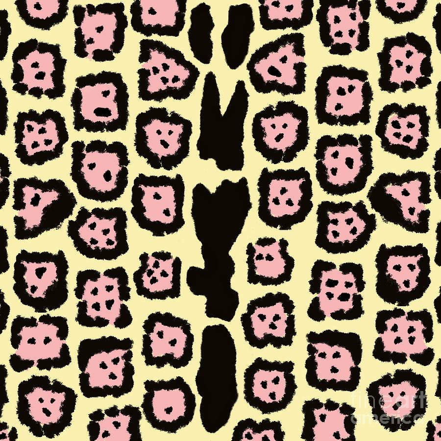Jaguar Pattern in Blush on Lemon Curd Digital Art by Colleen Cornelius