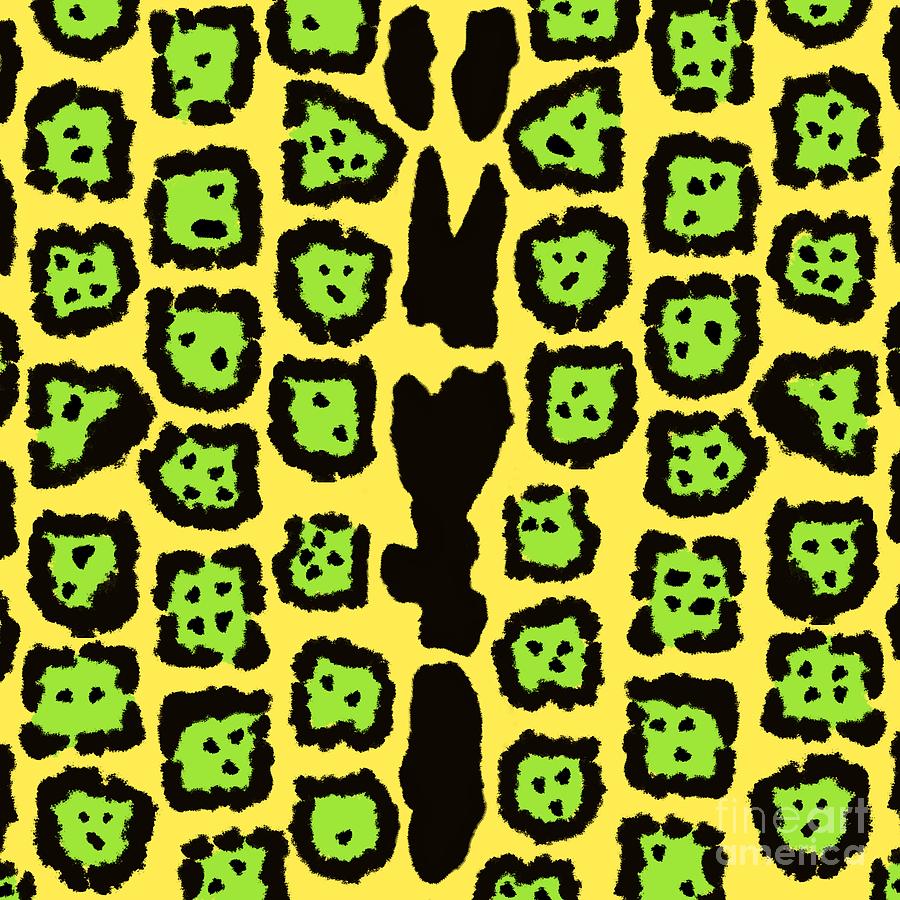 Jaguar Pattern in Lime-Lemon Digital Art by Colleen Cornelius