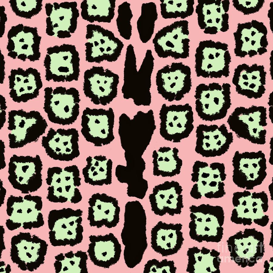 Jaguar Pattern in Melon on Pink Lemonade Digital Art by Colleen Cornelius