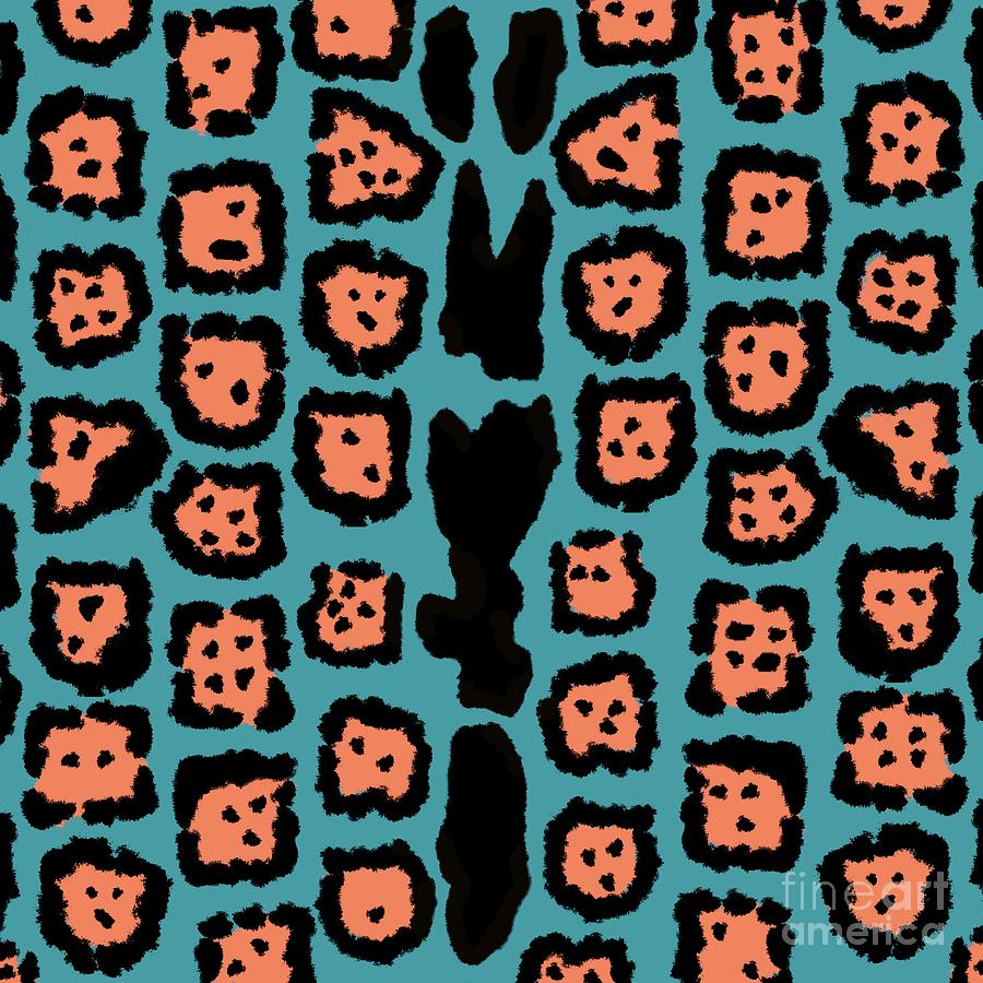 Jaguar Pattern in Watermelon Bubblegum on Blue Raspberry Digital Art by Colleen Cornelius