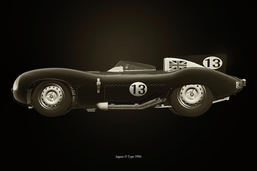 Jaguar Type D 1956 Black and White Photograph by Jan Keteleer