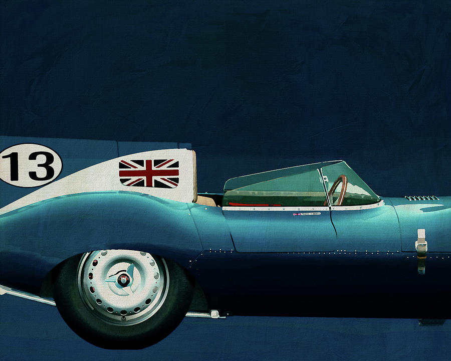 Jaguar Type D 1956 side Painting by Jan Keteleer