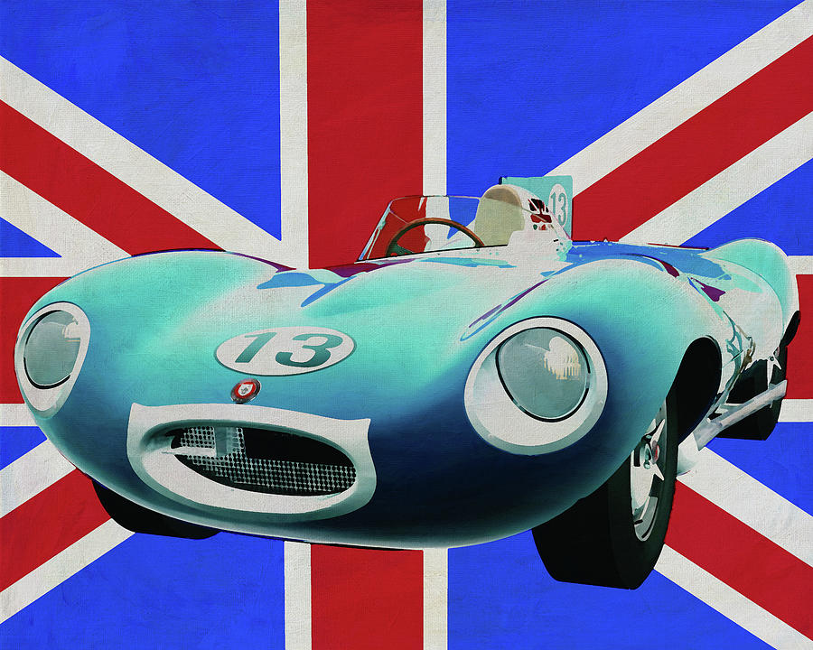 Jaguar Type D in front of the Union Jack Painting by Jan Keteleer