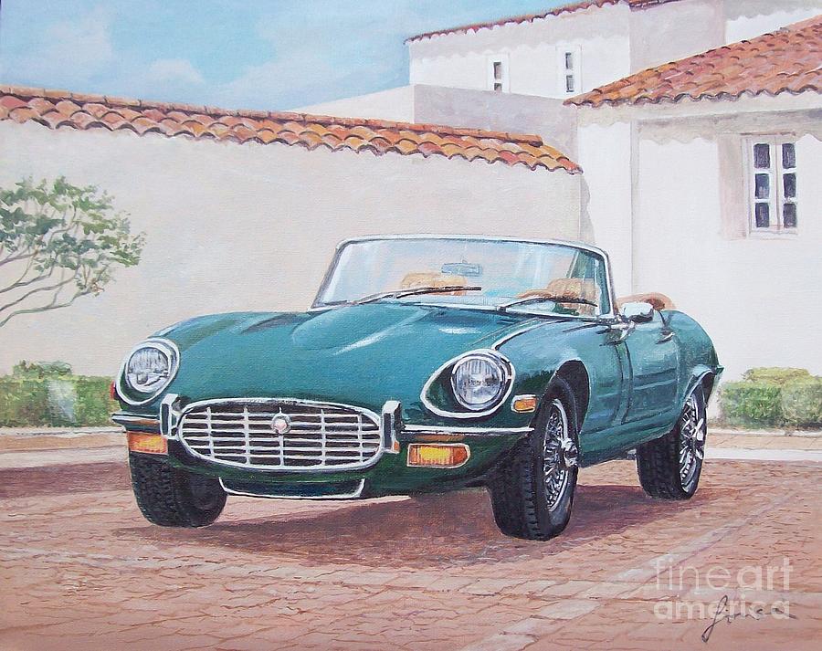 1971 Jaguar XKE  Painting by Sinisa Saratlic