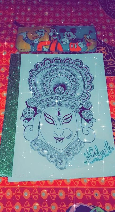 Maa Durga Drawing by Sreelatha Nandigiri - Pixels-saigonsouth.com.vn