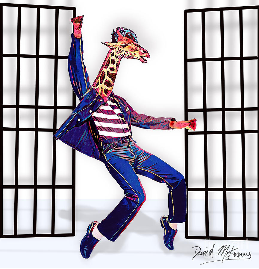 Jailhouse Giraffe Elvis Fun Pose Digital Art by David McKinney