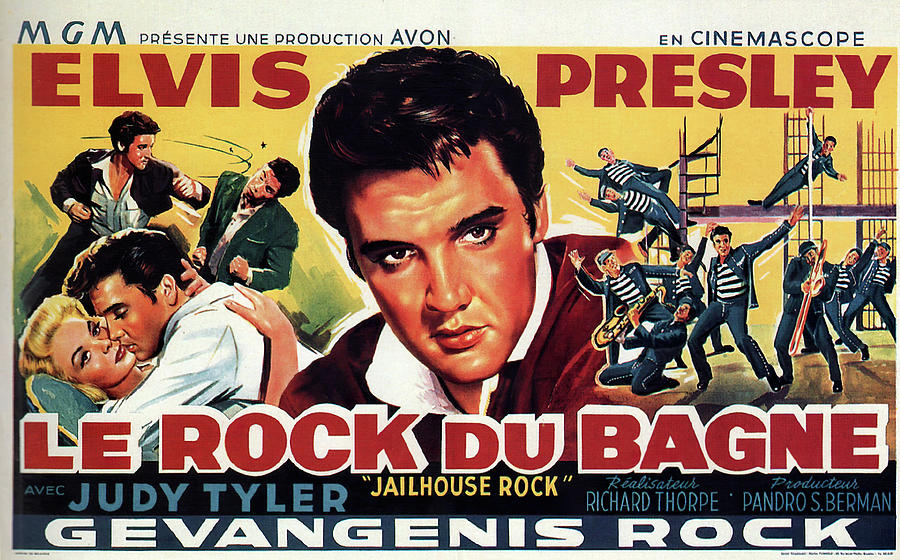 Elvis Presley Mixed Media - Jailhouse Rock, with Elvis Presley, 1957 by Movie World Posters