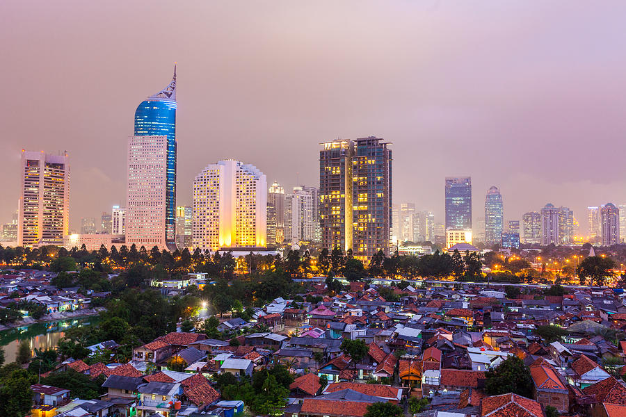 Jakarta by Night, Indonesia Photograph by Holgs