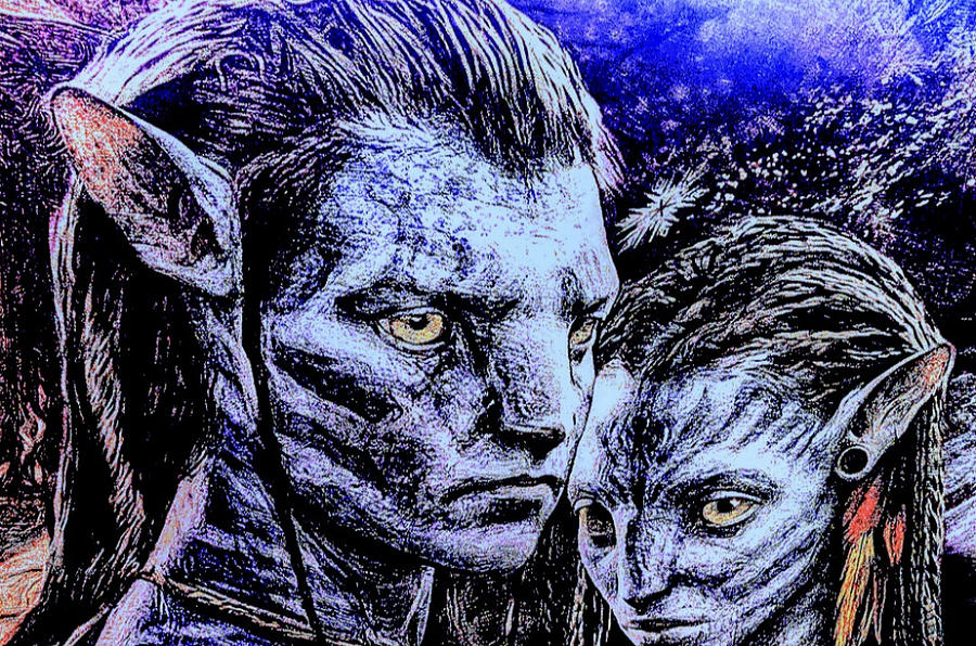 Avatar Painting - Jake and Neytiri by Vanessa Sisk