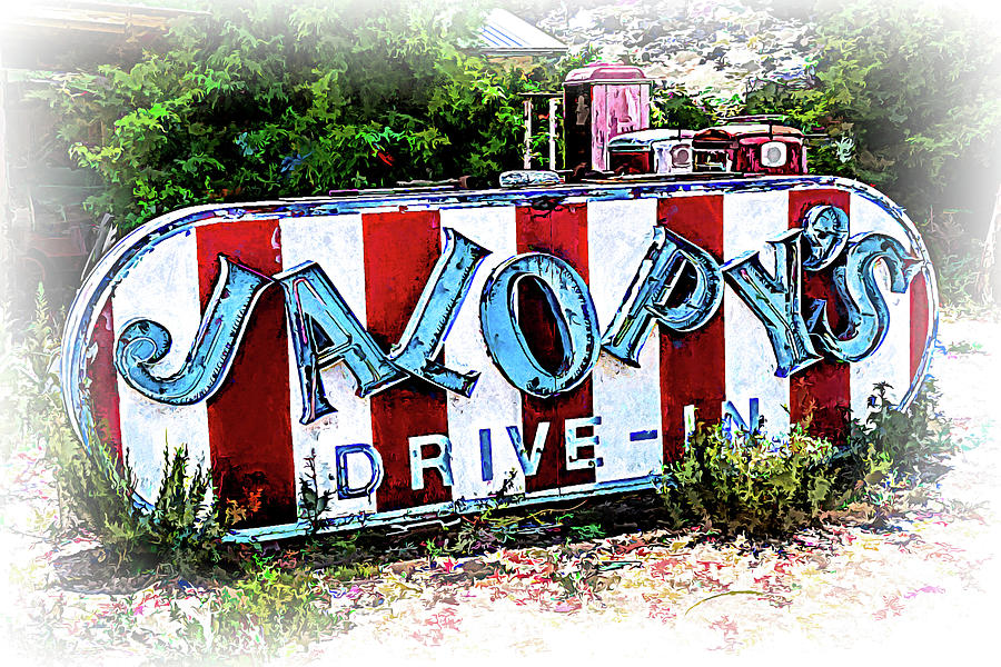 Vintage Photograph - Jalopys Drive-In Sign by Debra Martz