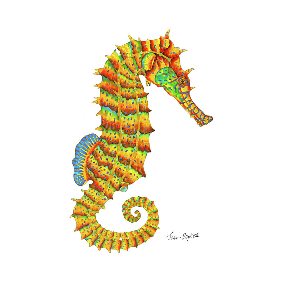 Jamaican Seahorse with white background Painting by Daniel Jean-Baptiste