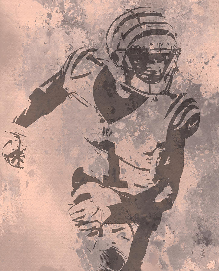 JaMARR CHASE CINCINNATI BENGALS GRUNGE PIXEL ART 10 Mixed Media by Joe  Hamilton - Pixels Merch