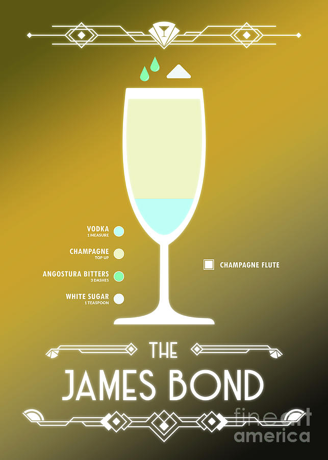 Martini Digital Art - James Bond Cocktail - Modern by Bo Kev