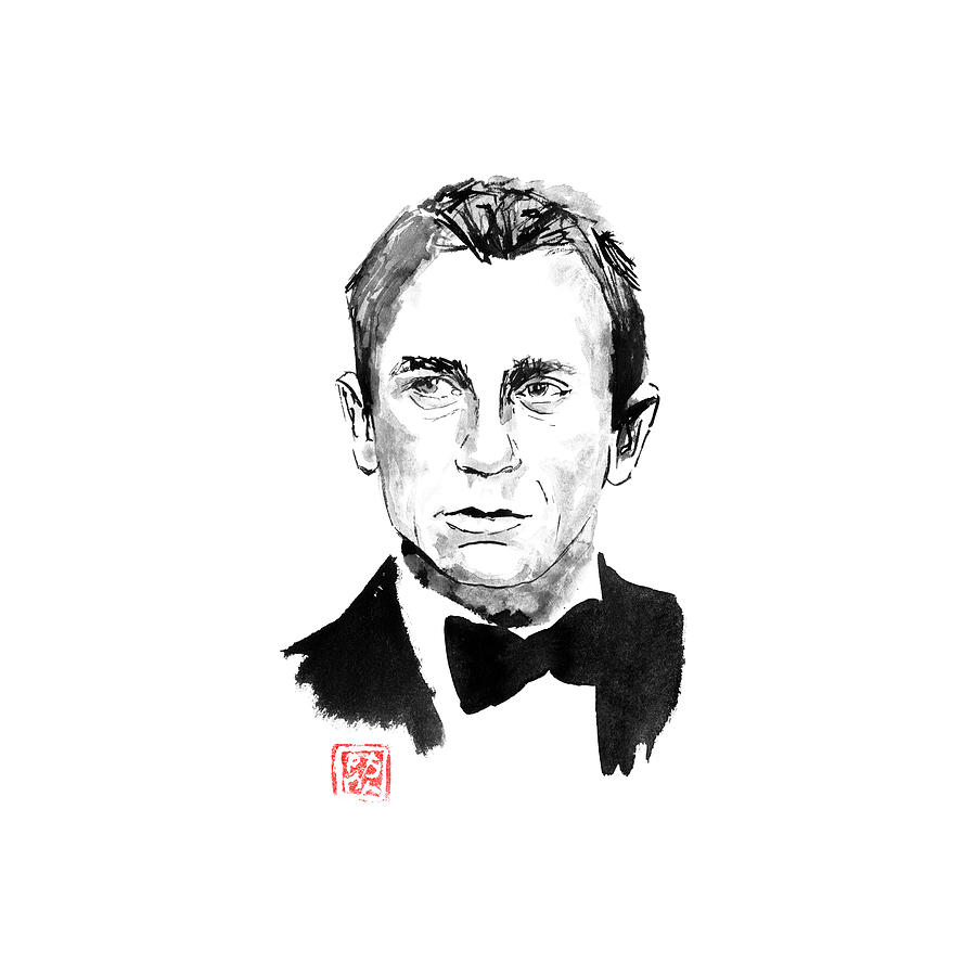 Daniel Craig Drawing - James Bond Daniel Craig by Pechane Sumie