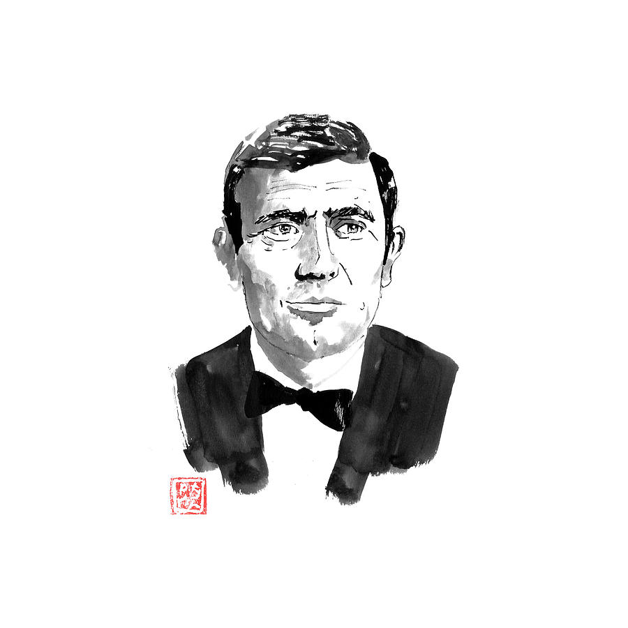 James Bond Drawing - James Bond George Lazenby by Pechane Sumie