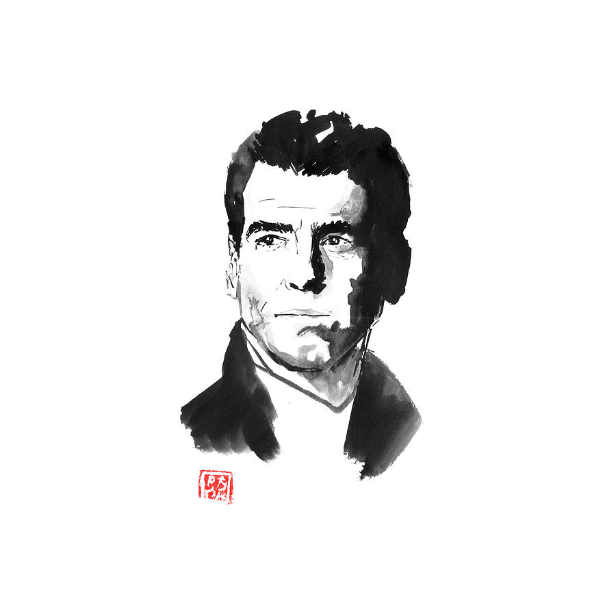 Pierce Brosnan Drawing - James Bond Pierce Brosnan 02 by Pechane Sumie