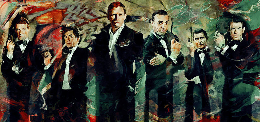 Movie Mixed Media - James Bond by SampadArt Gallery
