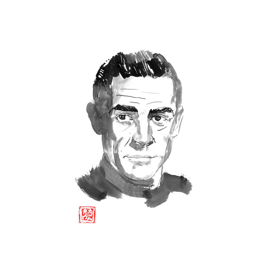 Sean Connery Drawing - James Bond Sean Connery by Pechane Sumie