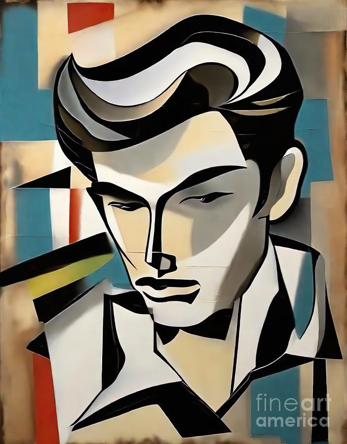 James Dean Digital Art - James Dean abstract by Movie World Posters