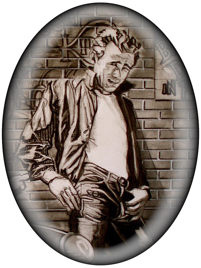James Dean - The 1950s - detail Drawing by Sean Connolly