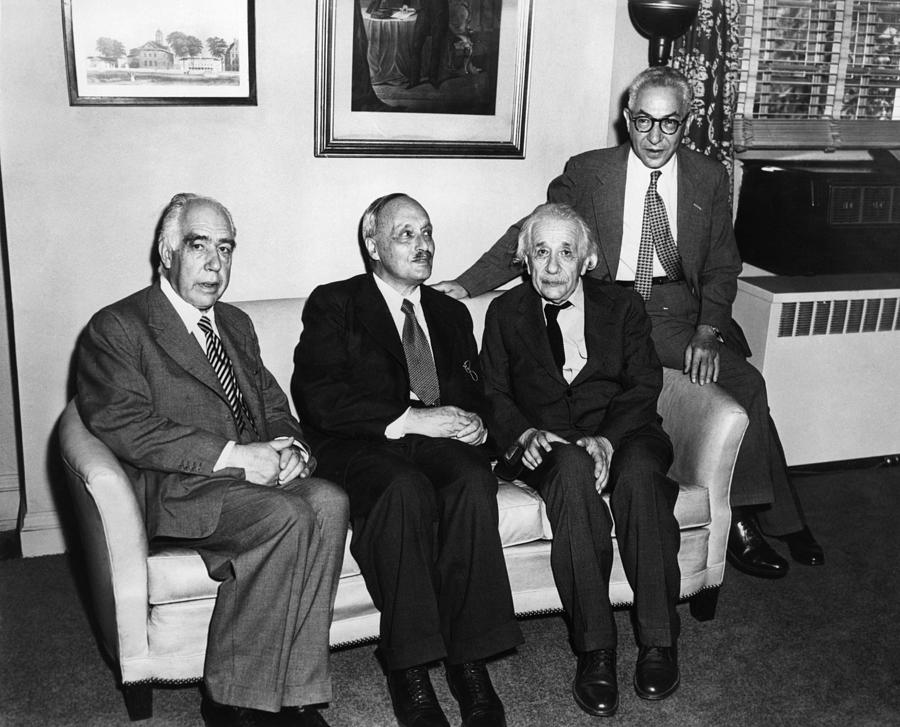 James Franck - Niels Bohr - Isidor Rabi and Albert Einstein - 1954 Photograph by War Is Hell Store