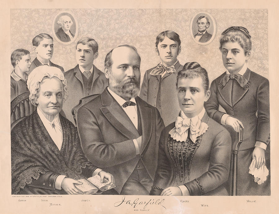 James Garfield and Family Drawing by Kurz Allison Lithography Company ...