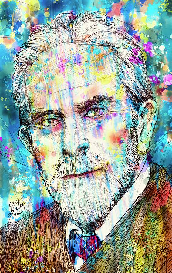 JAMES FRAZER watercolor portrait Painting by Fabrizio Cassetta