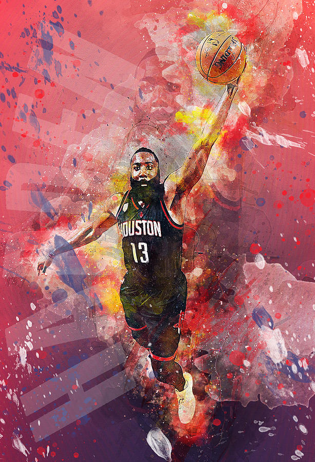 Basketball Digital Art - James Harden Rockets Mixed Media by Elite Editions
