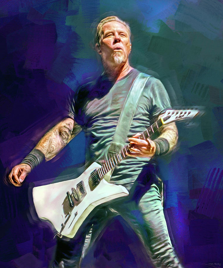 James Hetfield Metallica Live Mixed Media by Mal Bray
