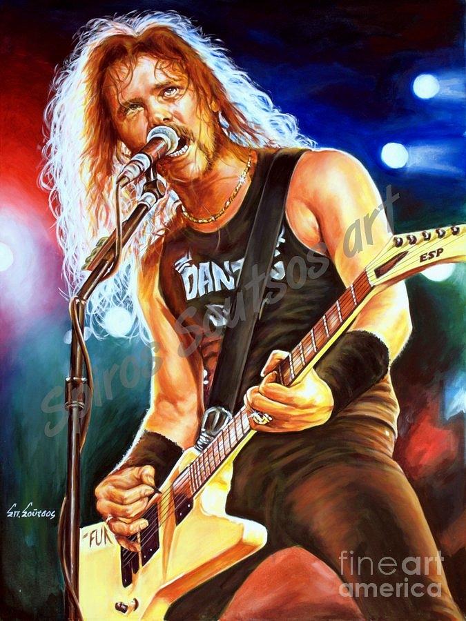 James Hetfield, Metallica portrait painting Painting by Star Portraits Art