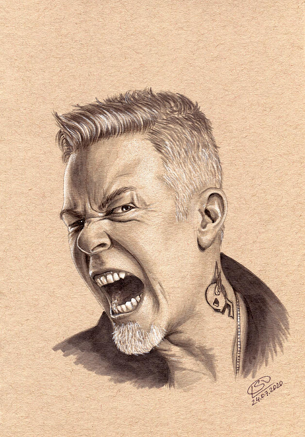 James Hetfield of Metallica Drawing by Olga Dmitrieva Fine Art America