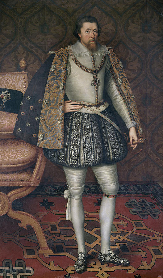 James I of England, After 1603, Flemish School, Oil on canvas, 196 cm x 120 cm, P01954. Painting by Paul van Somer I -c 1577-1621-