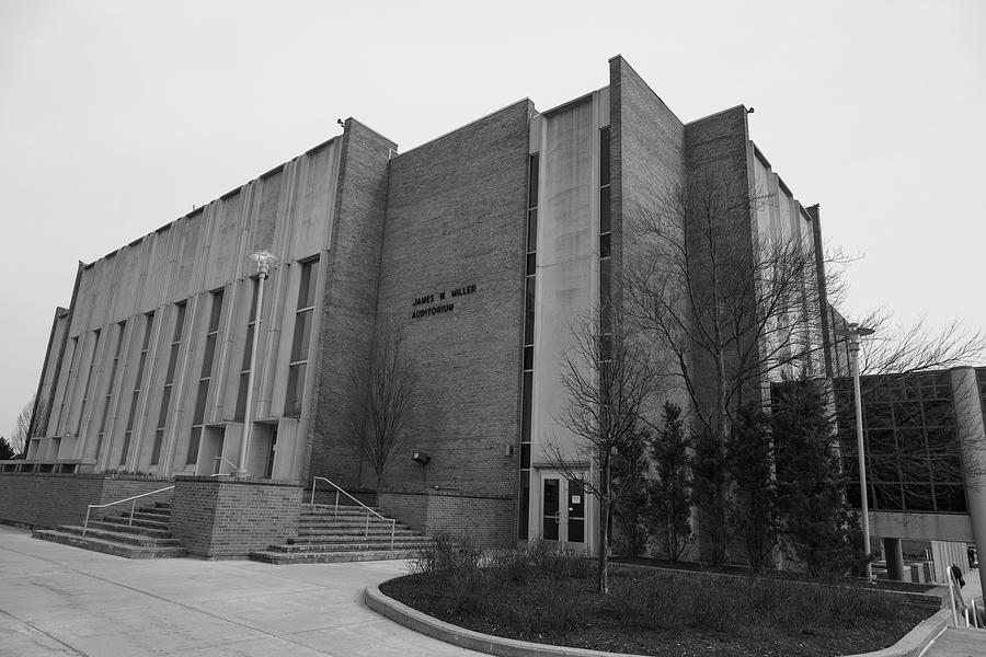 James M. Miller Auditorium at Western Michigan University in black and white Photograph by Eldon McGraw