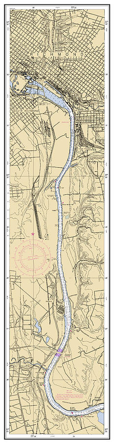 James River Jordan Point To Richmond, Noaa Chart 12252_2 Digital Art