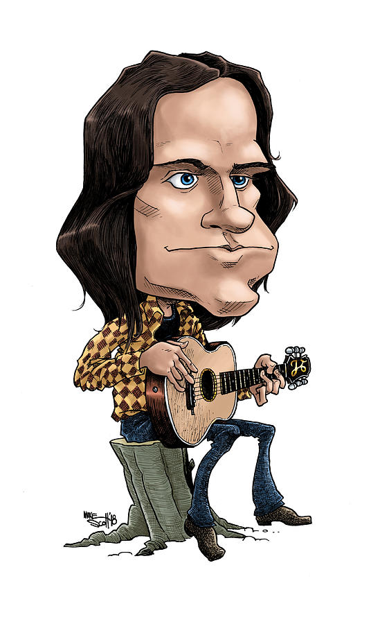 James Taylor, in color Drawing by Mike Scott