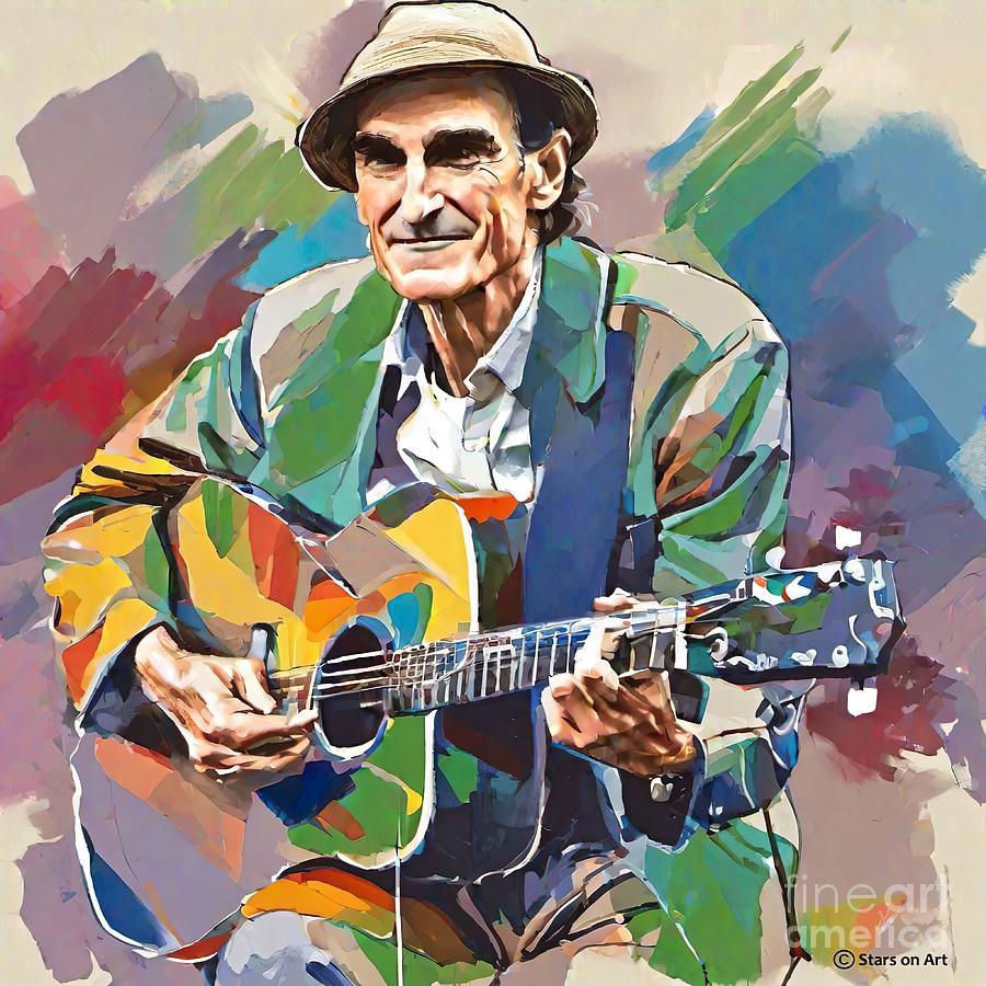 James Taylor with guitar Digital Art by Movie World Posters