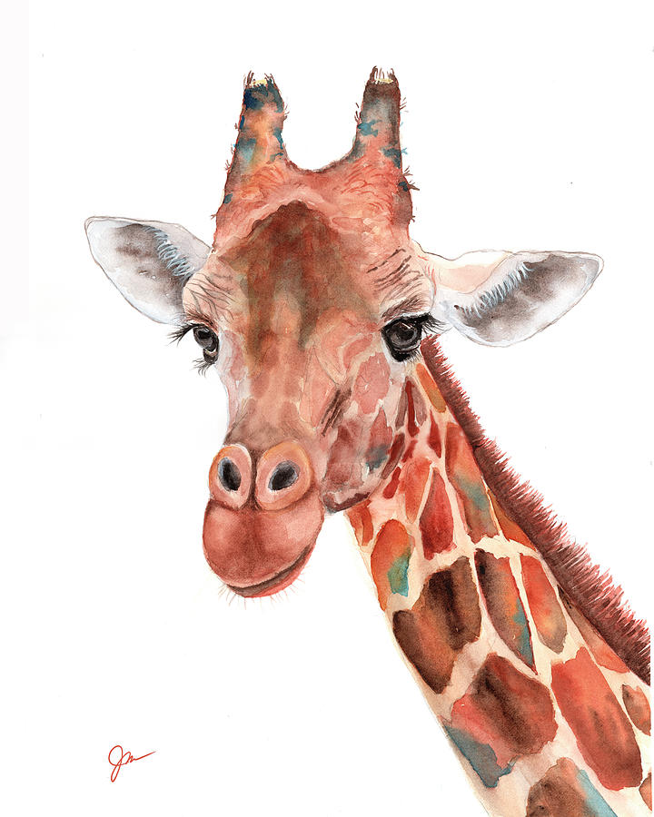 James the Giraffe Painting by Jeanette Mahoney